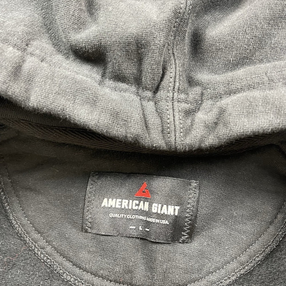 American Giant Hoodie Mens Large Black Heavy Cotton Zip Up Sweater Outdoor Work - Picture 4 of 12